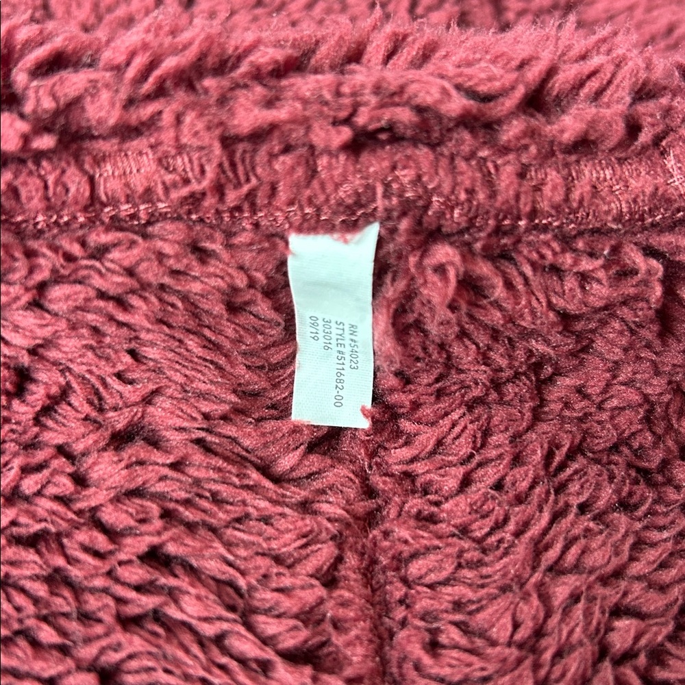 Athleta Sherpa Hoodie Jacket Reversible Fleece Cropped Zip-up Coat Burgundy S - Picture 7 of 13
